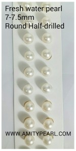 Fresh water pearl 7-7.5mm Round Half-drilled.jpg